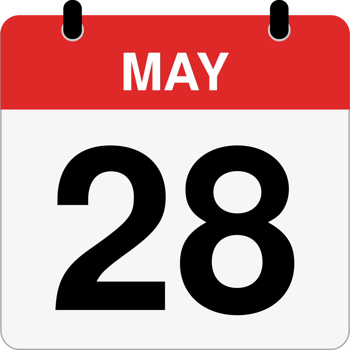 single day calendar graphic for May 28th