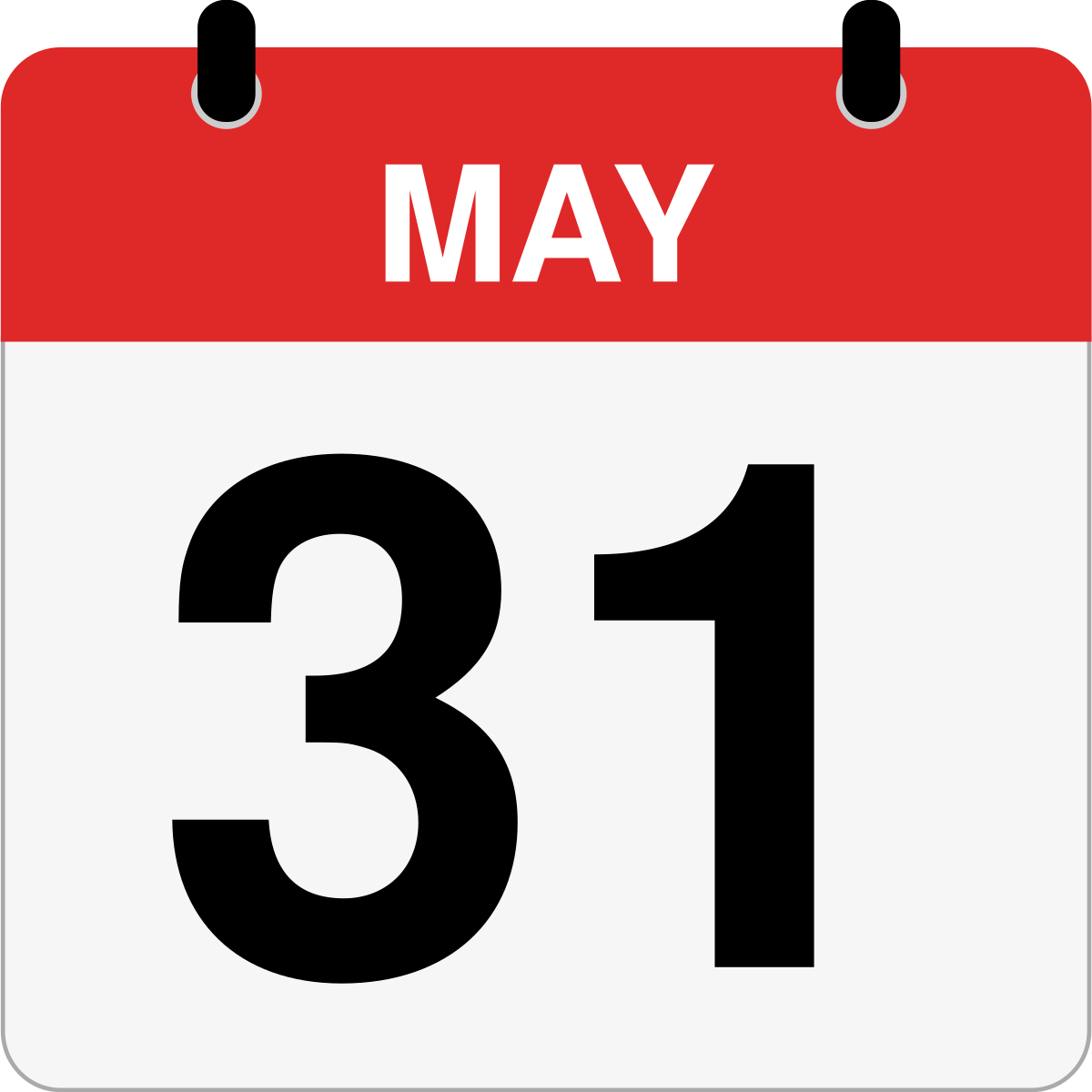 single day calendar graphic for May 31st