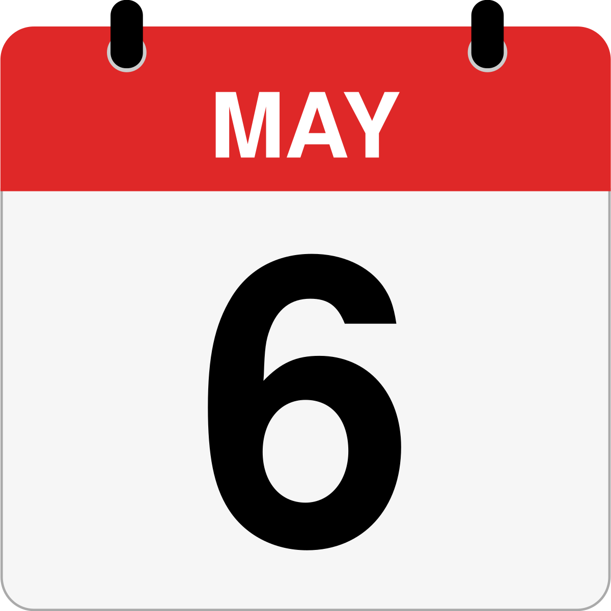 single day calendar graphic for May 6th