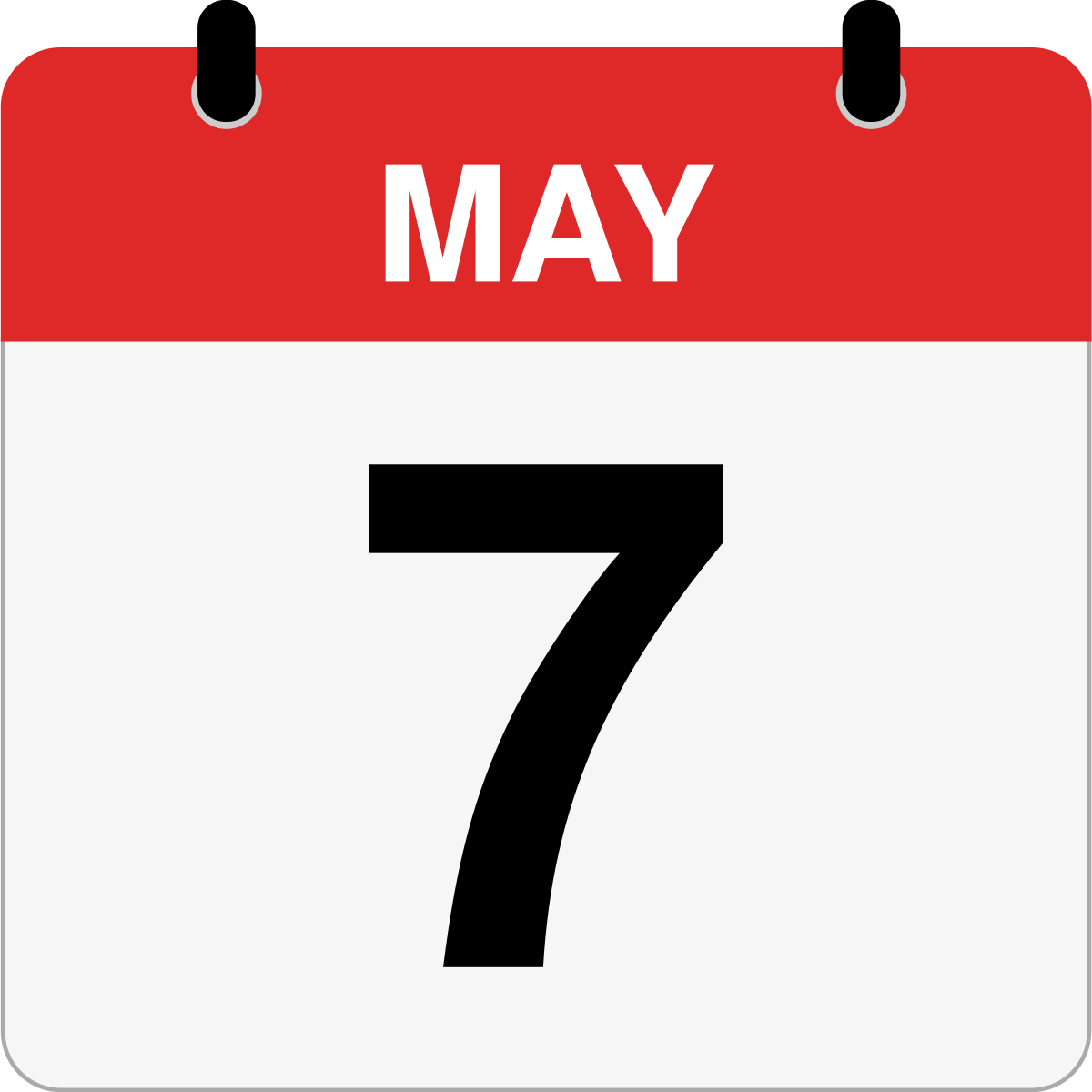 single day calendar graphic for May 7th