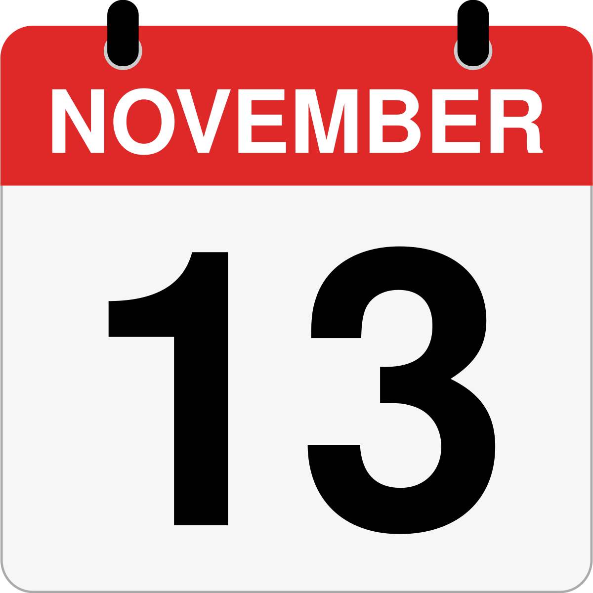 single day calendar graphic for November 13th