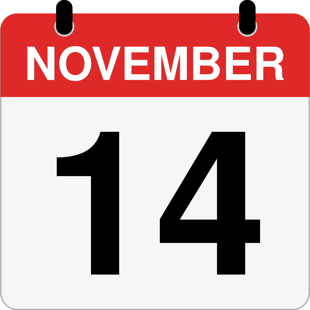 single day calendar graphic for November, 14th
