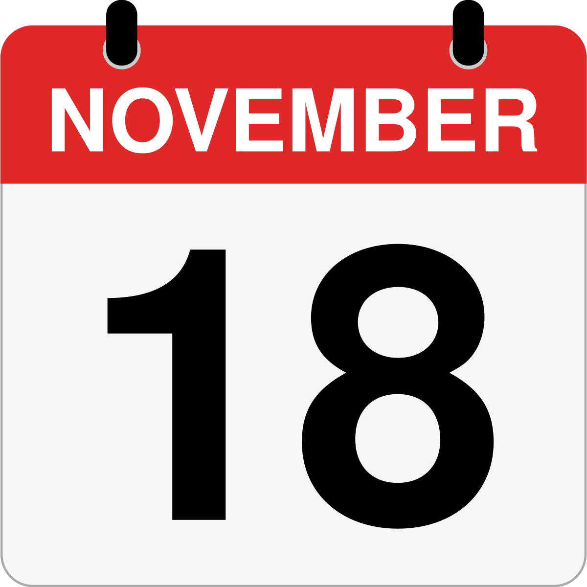 single day calendar graphic for November 18th