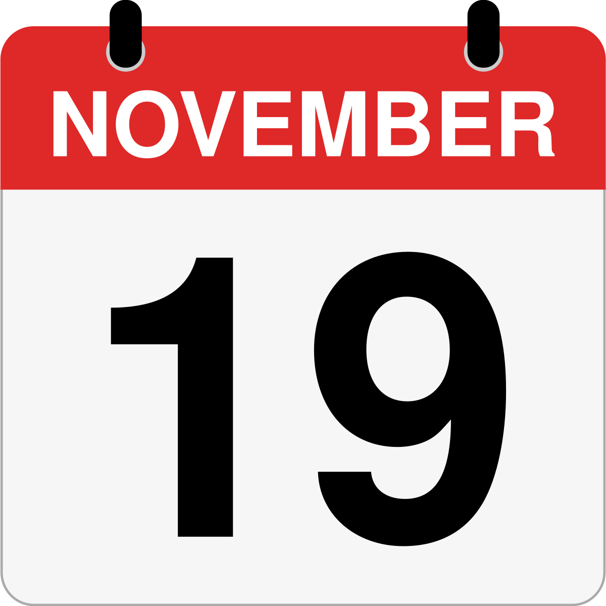 single day calendar graphic for November 19th