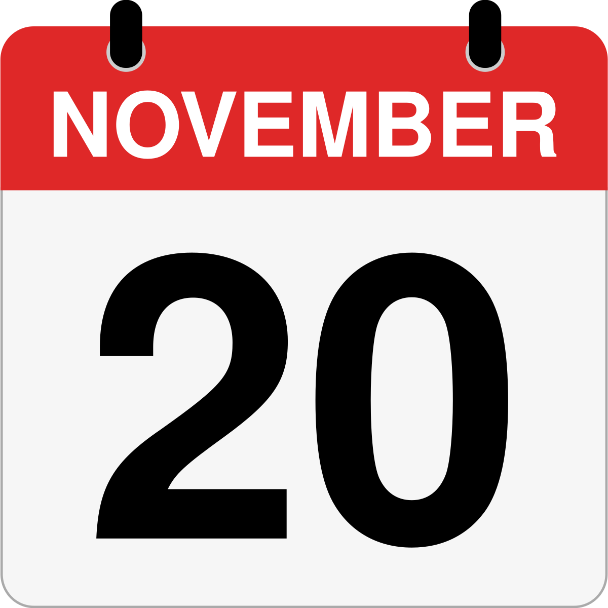 single day calendar graphic for November 20th