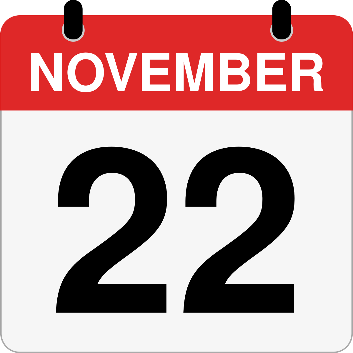 single day calendar graphic for November 22nd