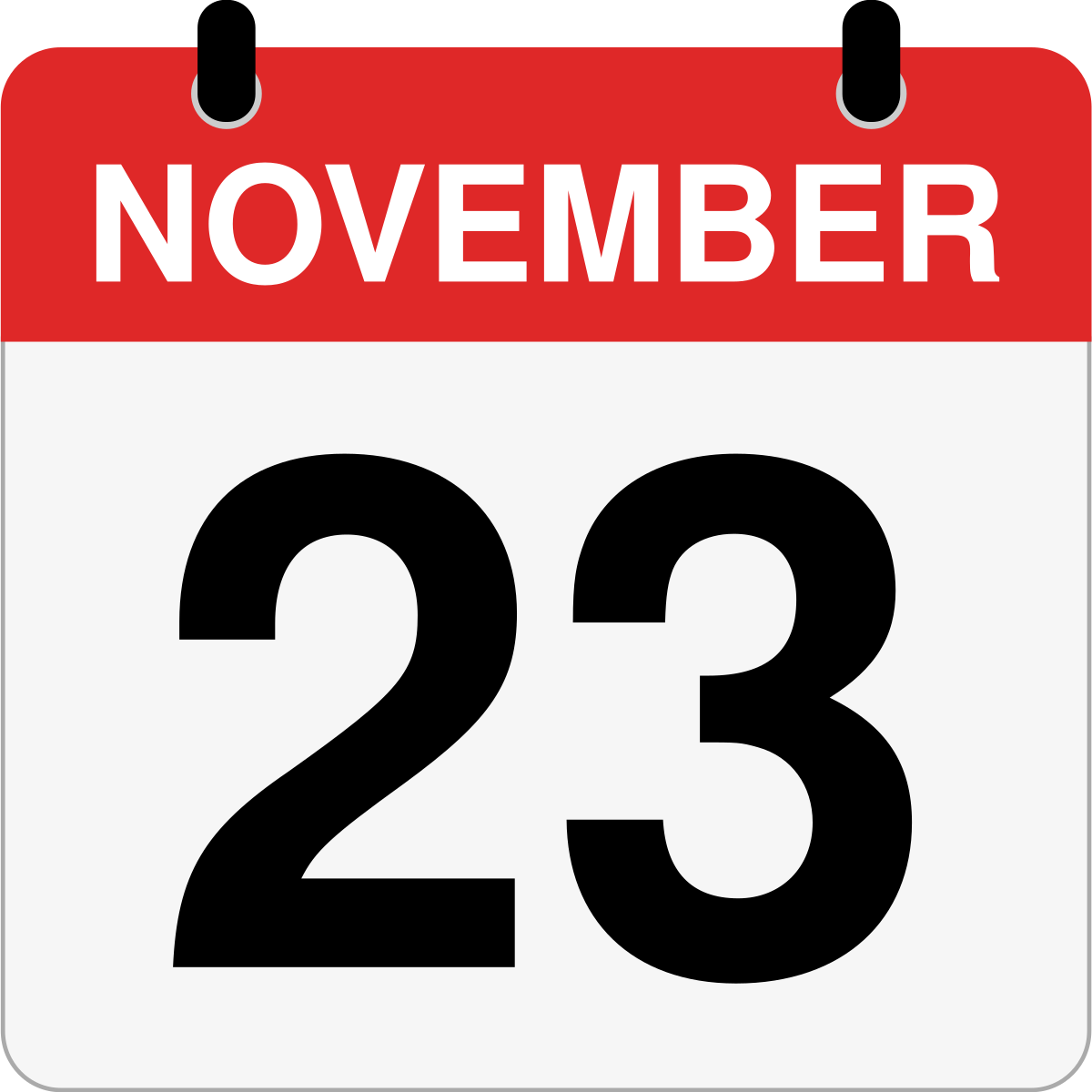 single day calendar graphic for November 23rd