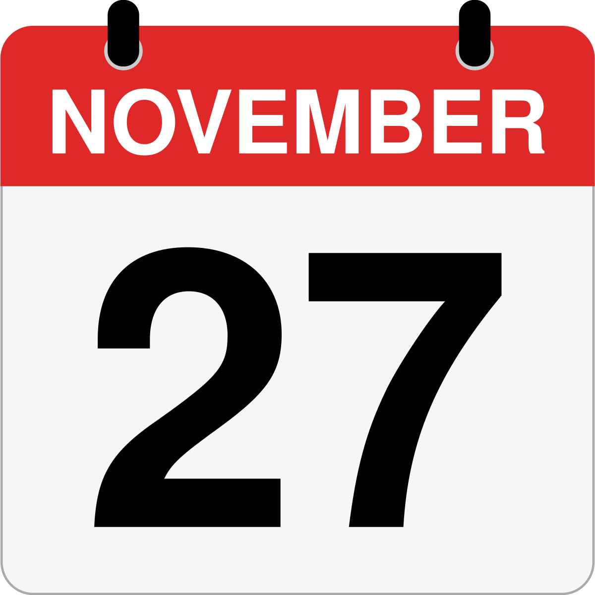 single day calendar graphic for November, 27th