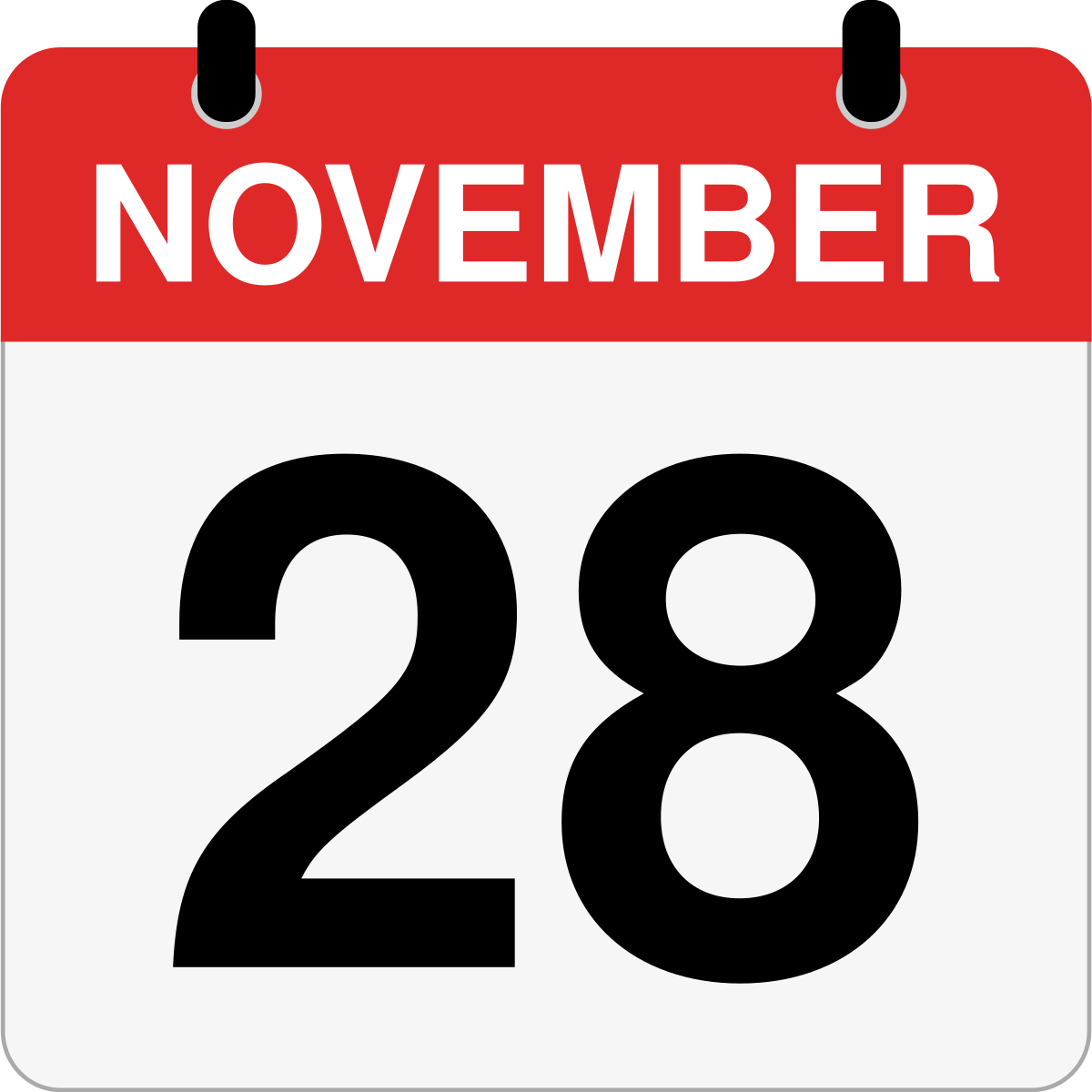single day calendar graphic for November 28th