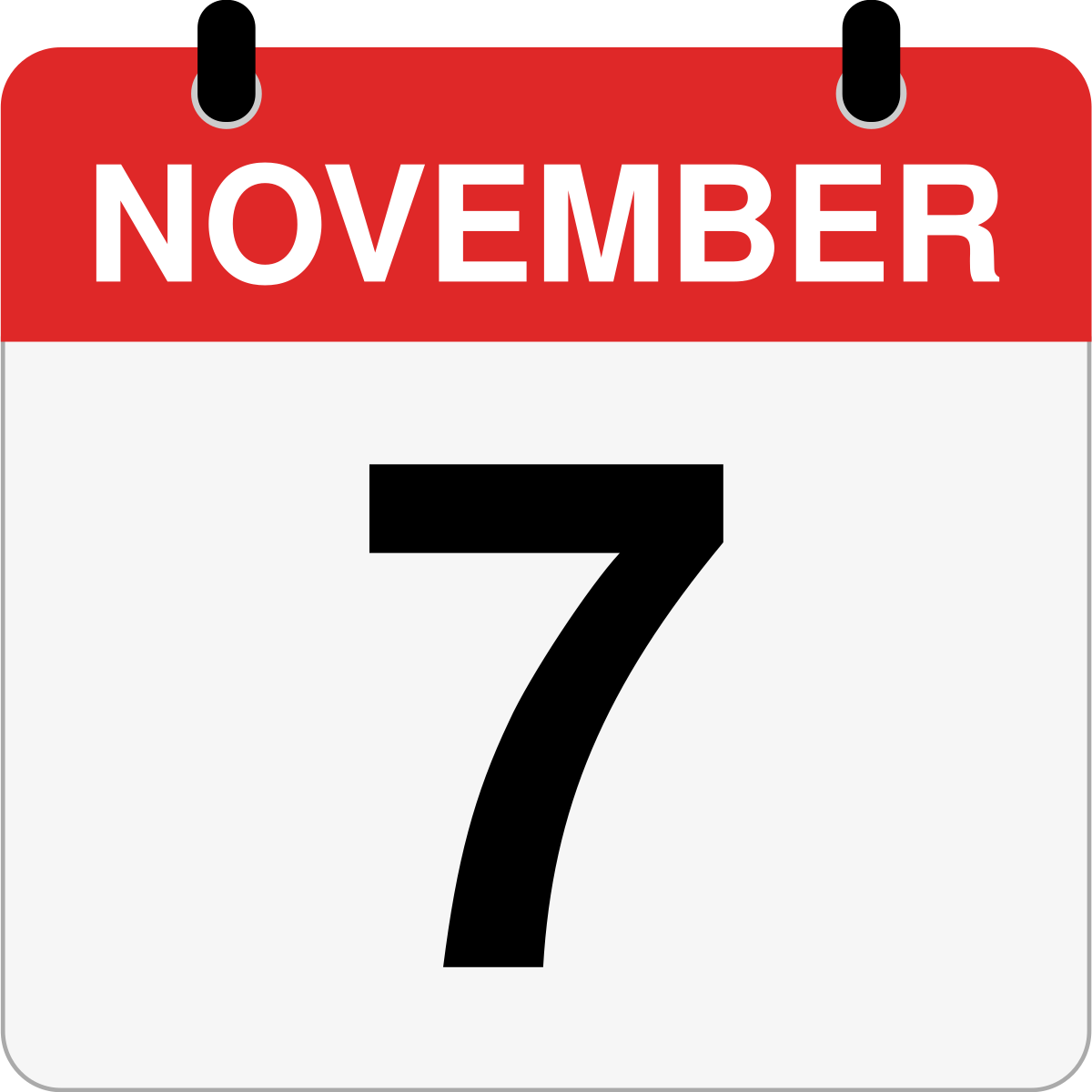 single day calendar graphic for November 7th