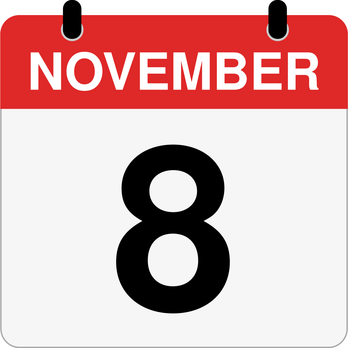 single day calendar graphic for November 8th