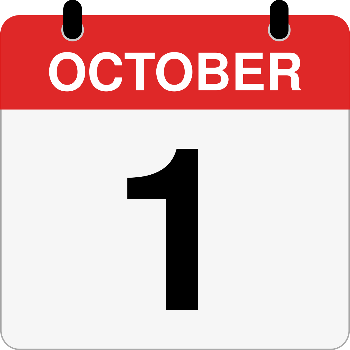 single day calendar graphic for October 1st