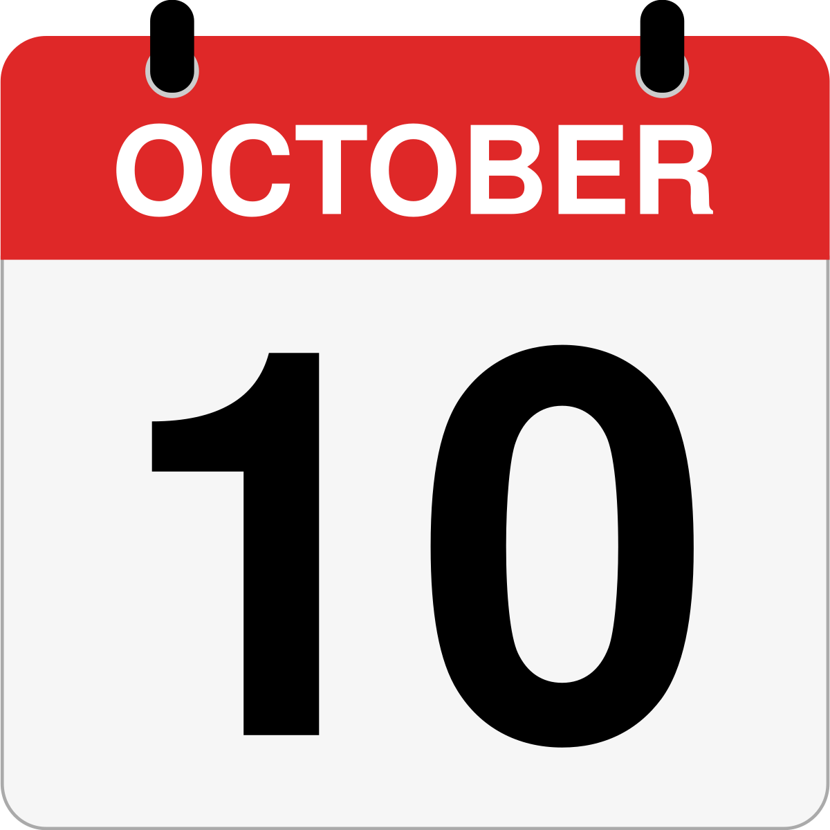 single day calendar graphic for October 10th