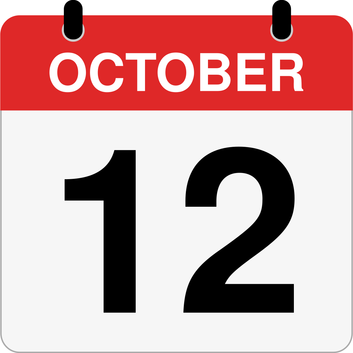 single day calendar graphic for October 12th