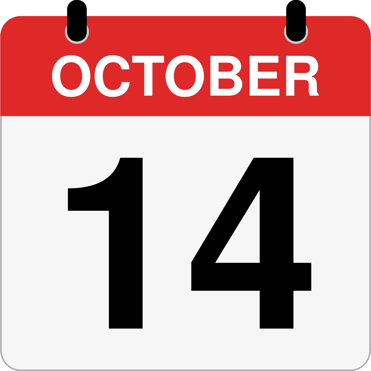 single day calendar graphic for October 14th