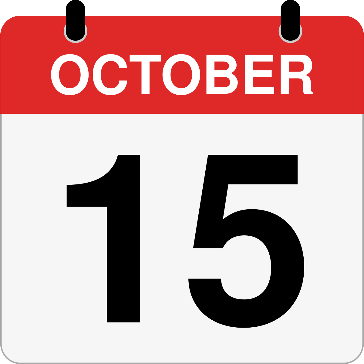single day calendar graphic for October 15th