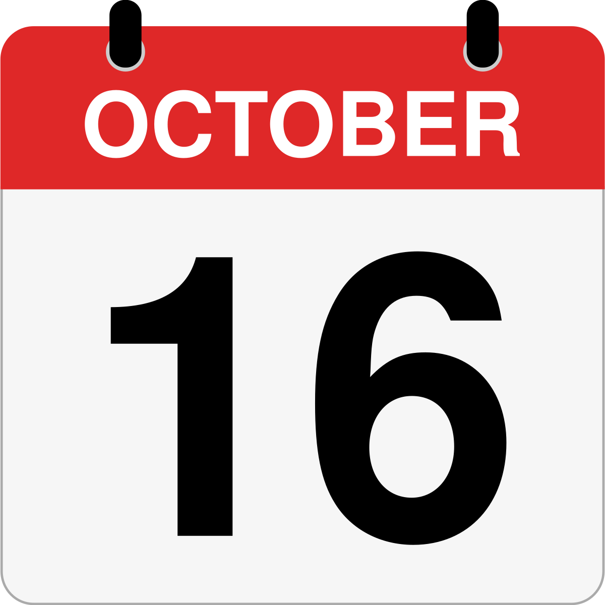 single day calendar graphic for October 16th