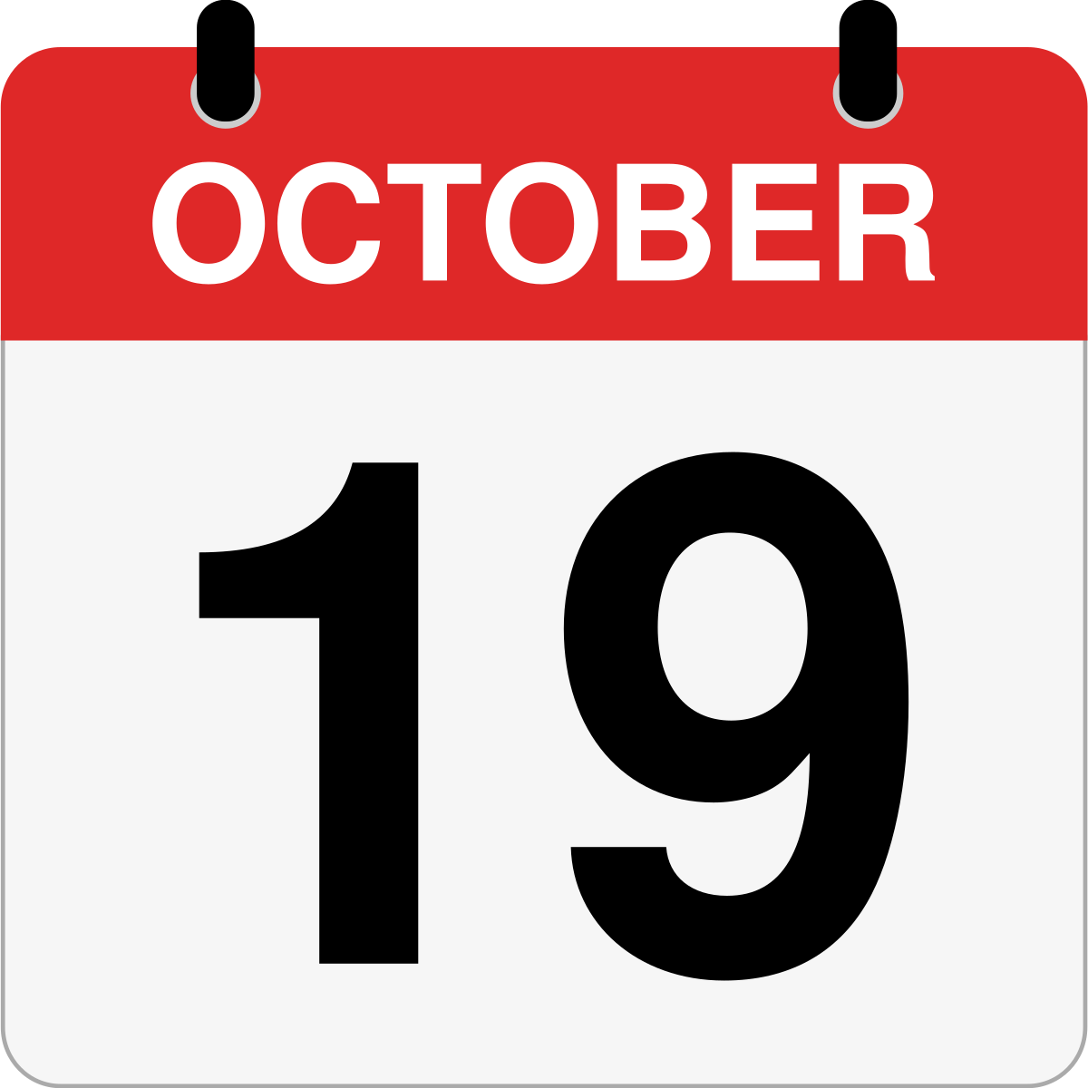 single day calendar graphic for October 19th