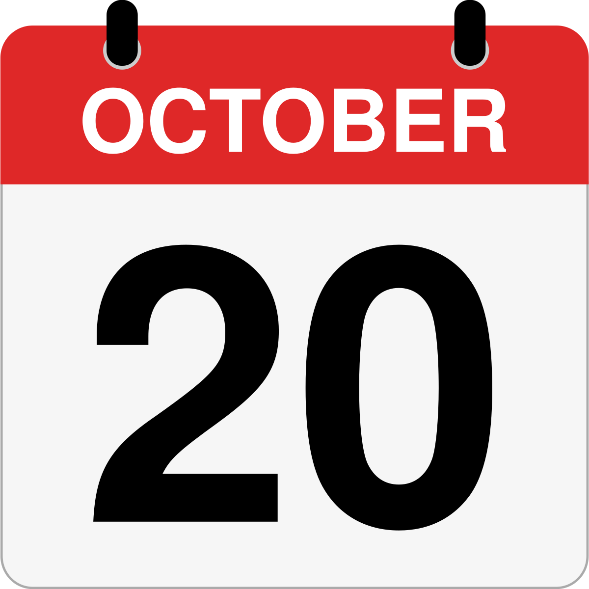single day calendar graphic for October, 20th