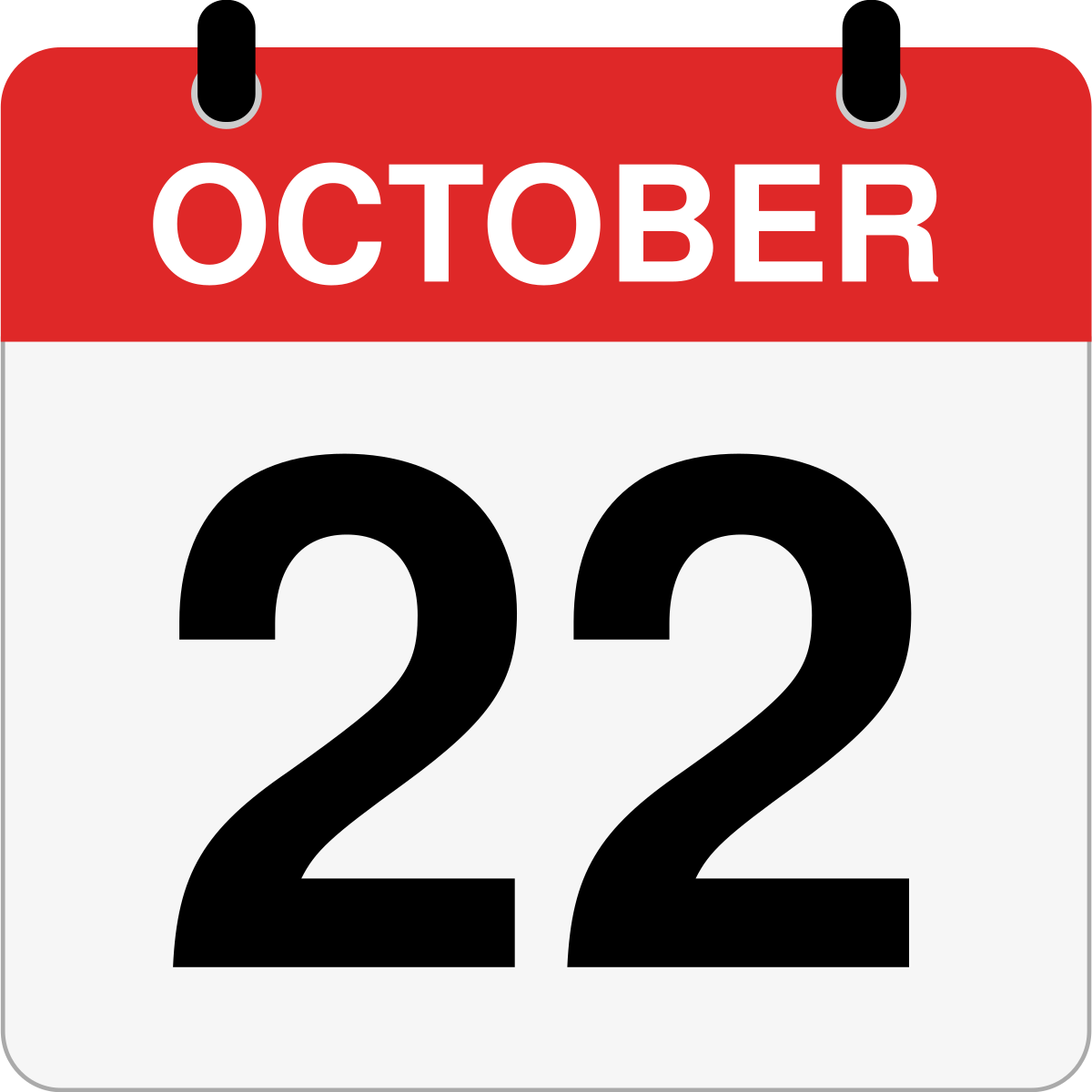 single day calendar graphic for October 22nd