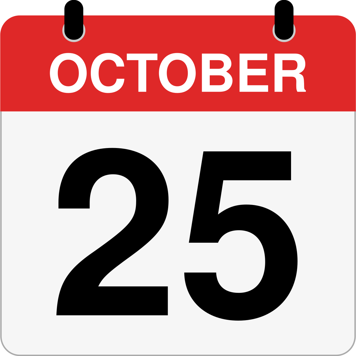 single day calendar graphic for October, 25th