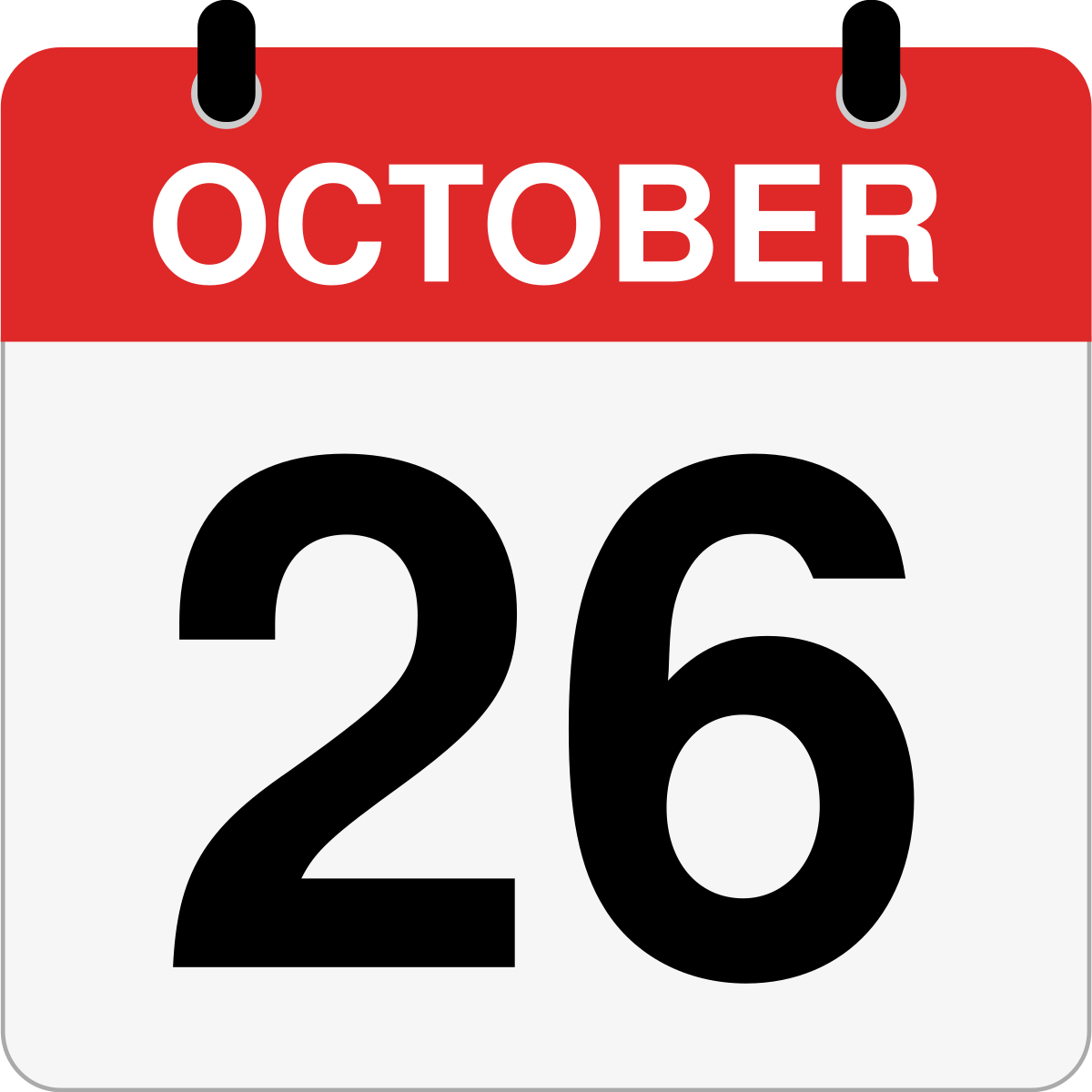 single day calendar graphic for October 26th