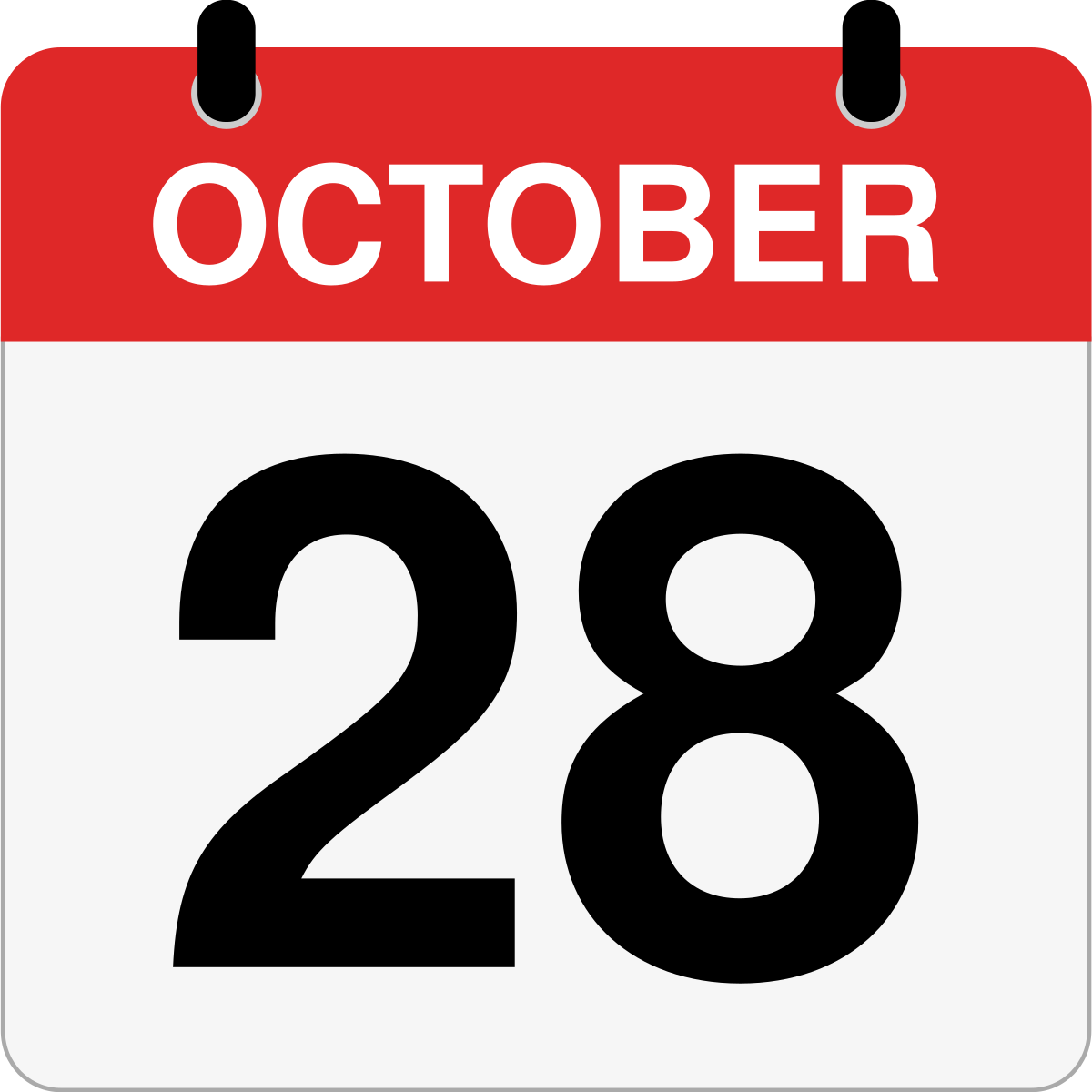 single day calendar graphic for October 28th