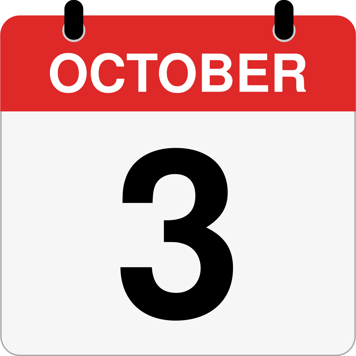 single day calendar graphic for October 3rd