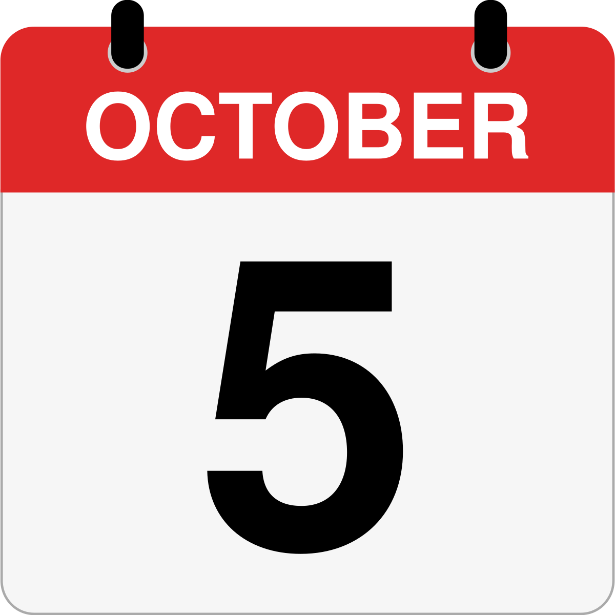 single day calendar graphic for October 5th