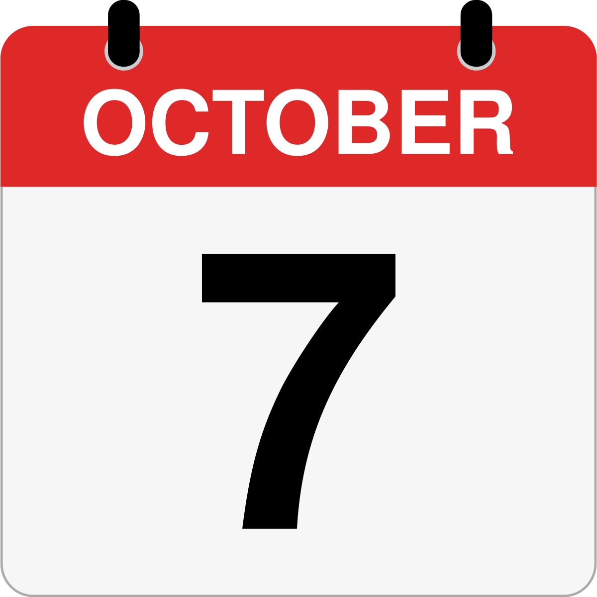 single day calendar graphic for October 7th