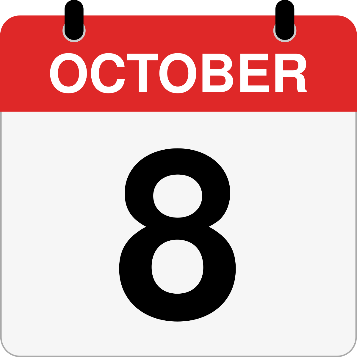 single day calendar graphic for October 8th
