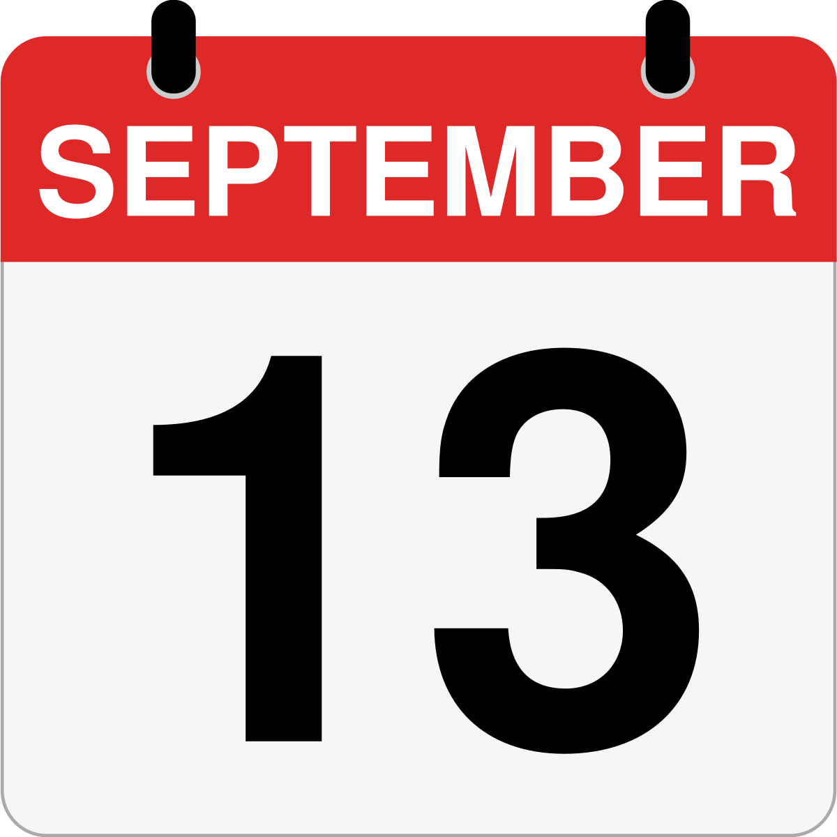 single day calendar graphic for September 13th
