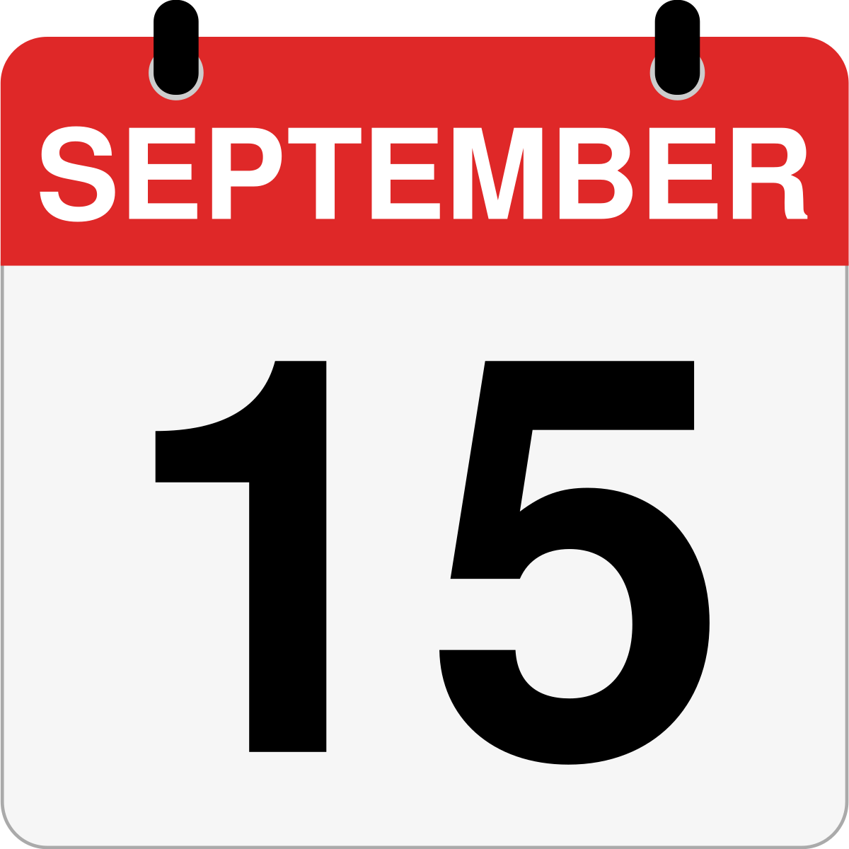 single day calendar graphic for September 15th