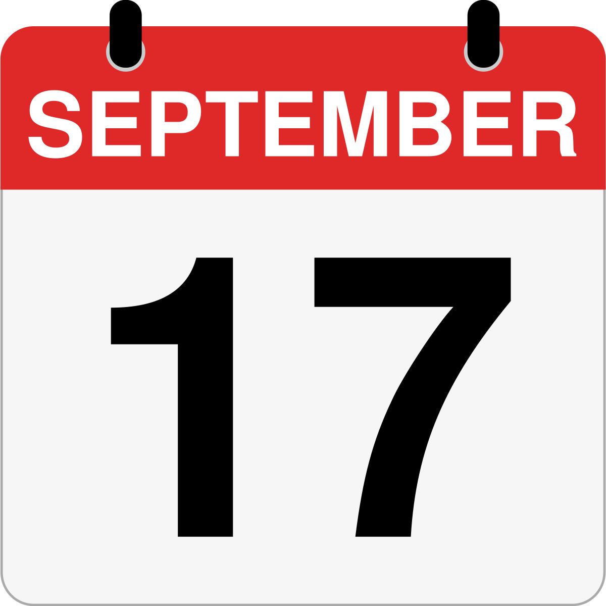 single day calendar graphic for September 17th