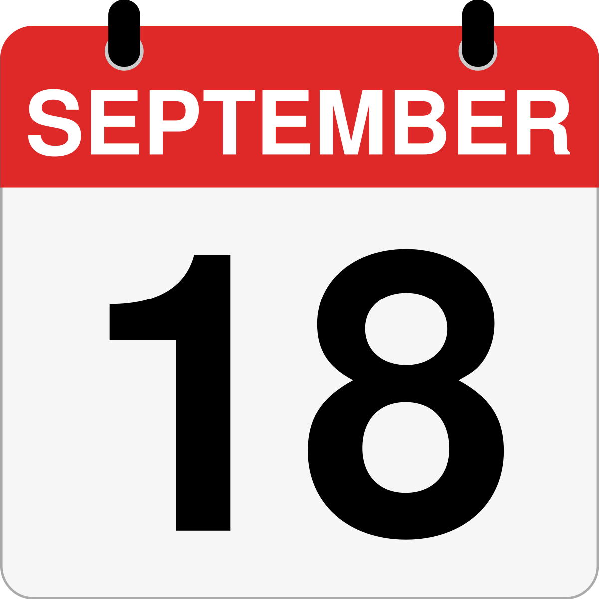 single day calendar graphic for September 18th
