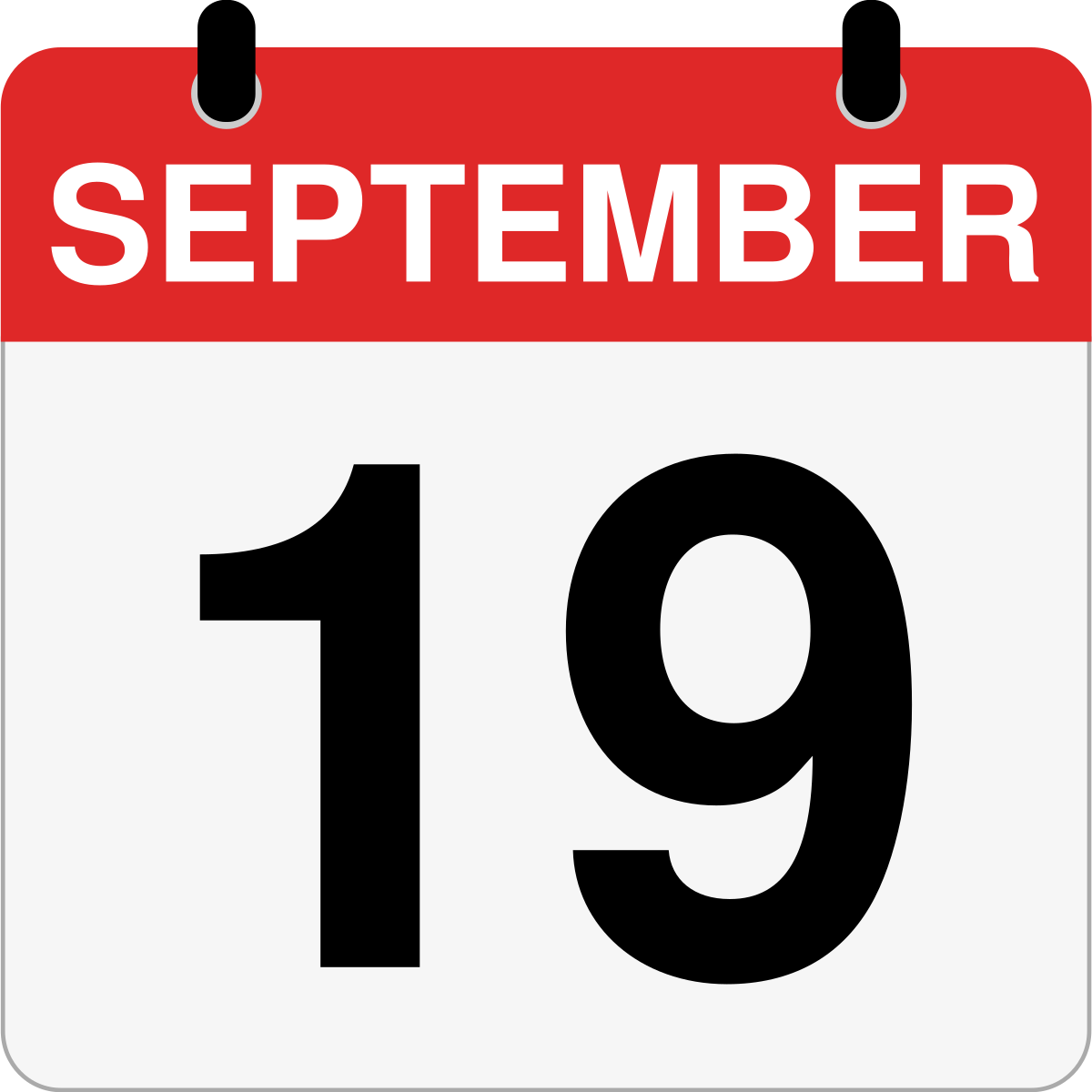 single day calendar graphic for September 19th