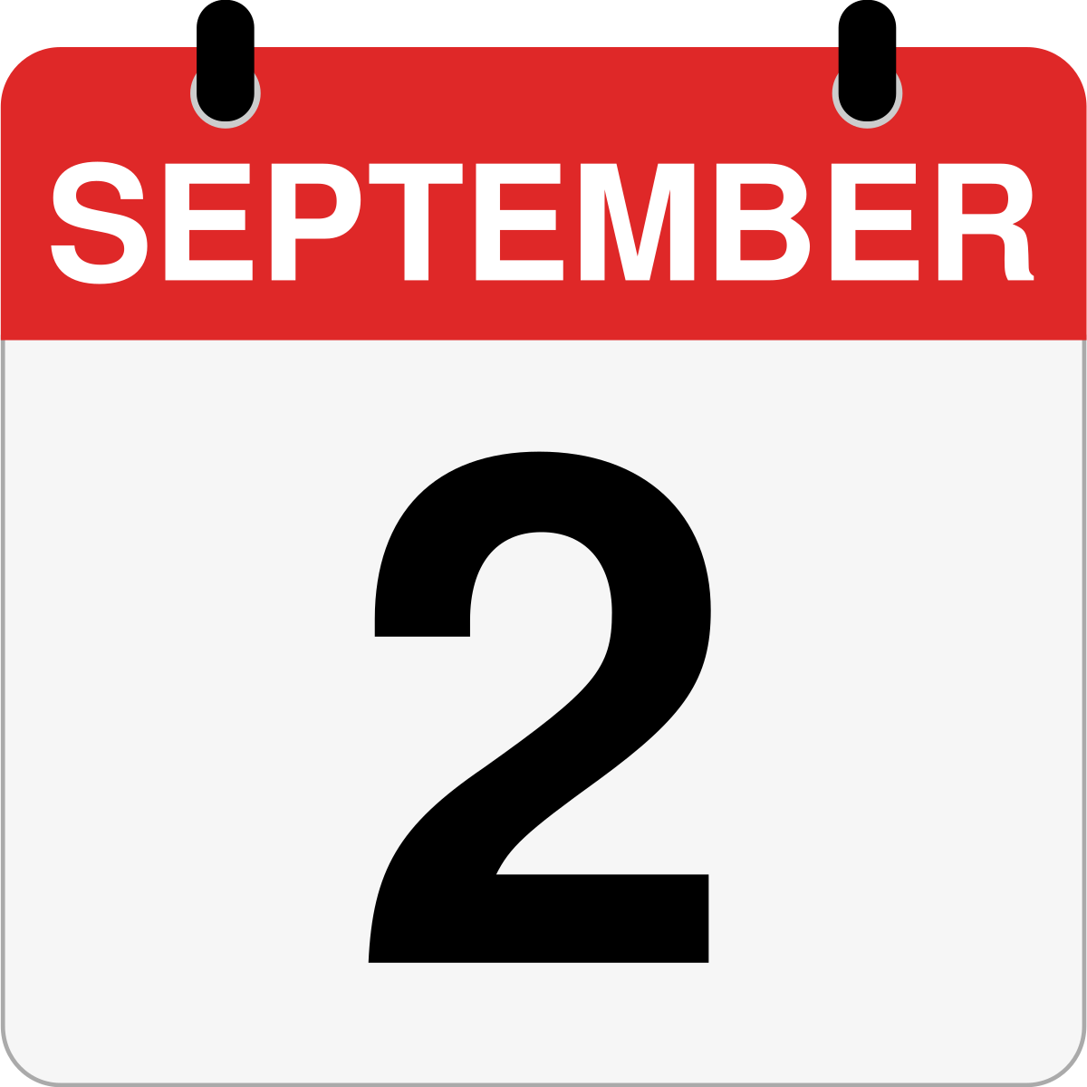 single day calendar graphic for September 2nd