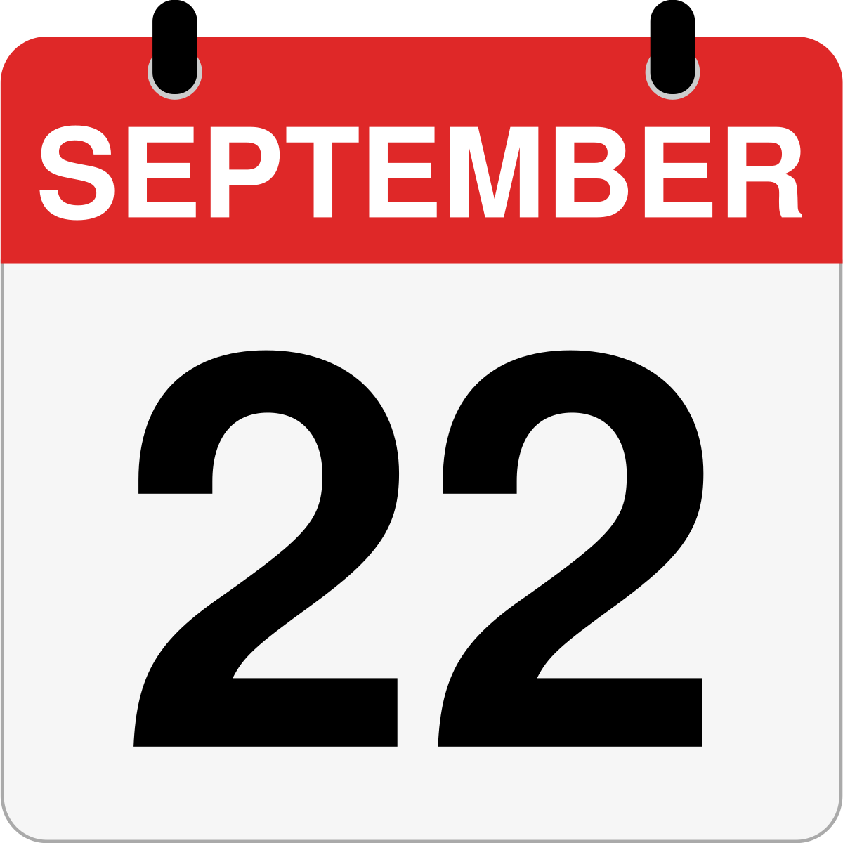 single day calendar graphic for September 22nd