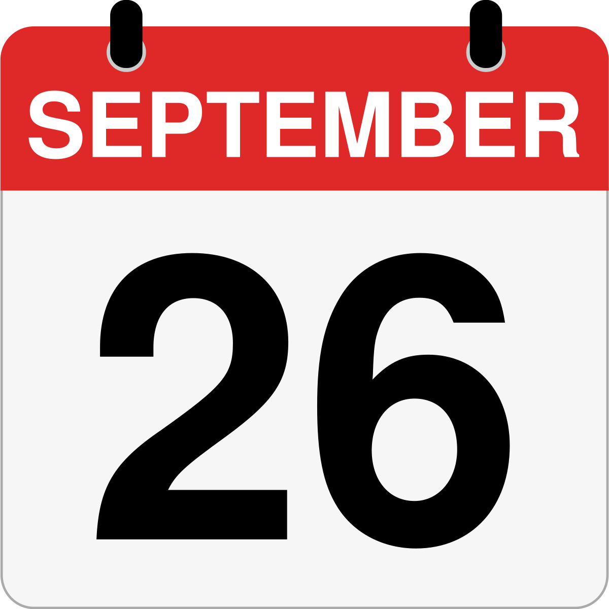 single day calendar graphic for September, 26th