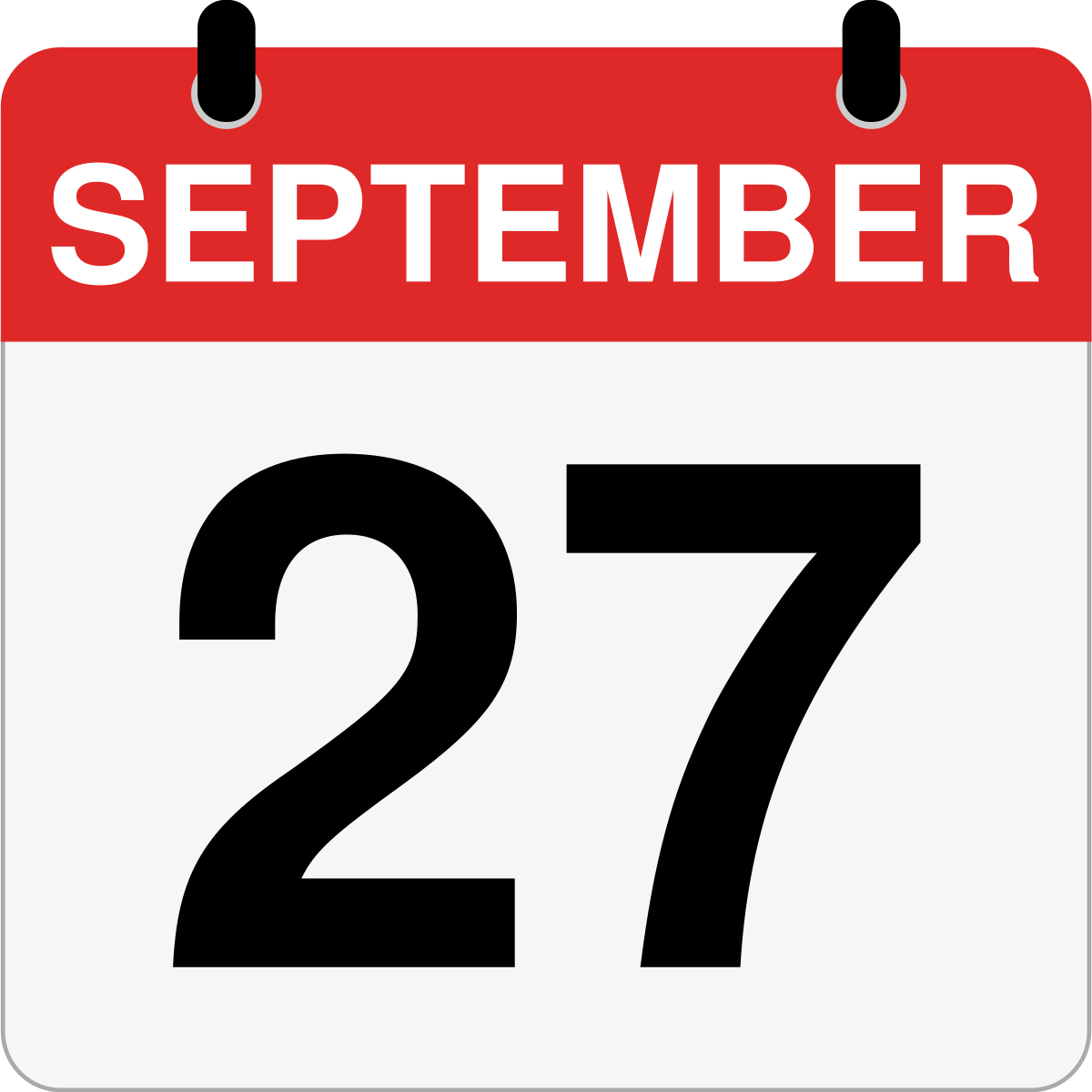 single day calendar graphic for September 27th