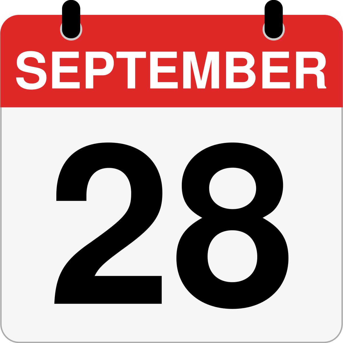 single day calendar graphic for September, 28th