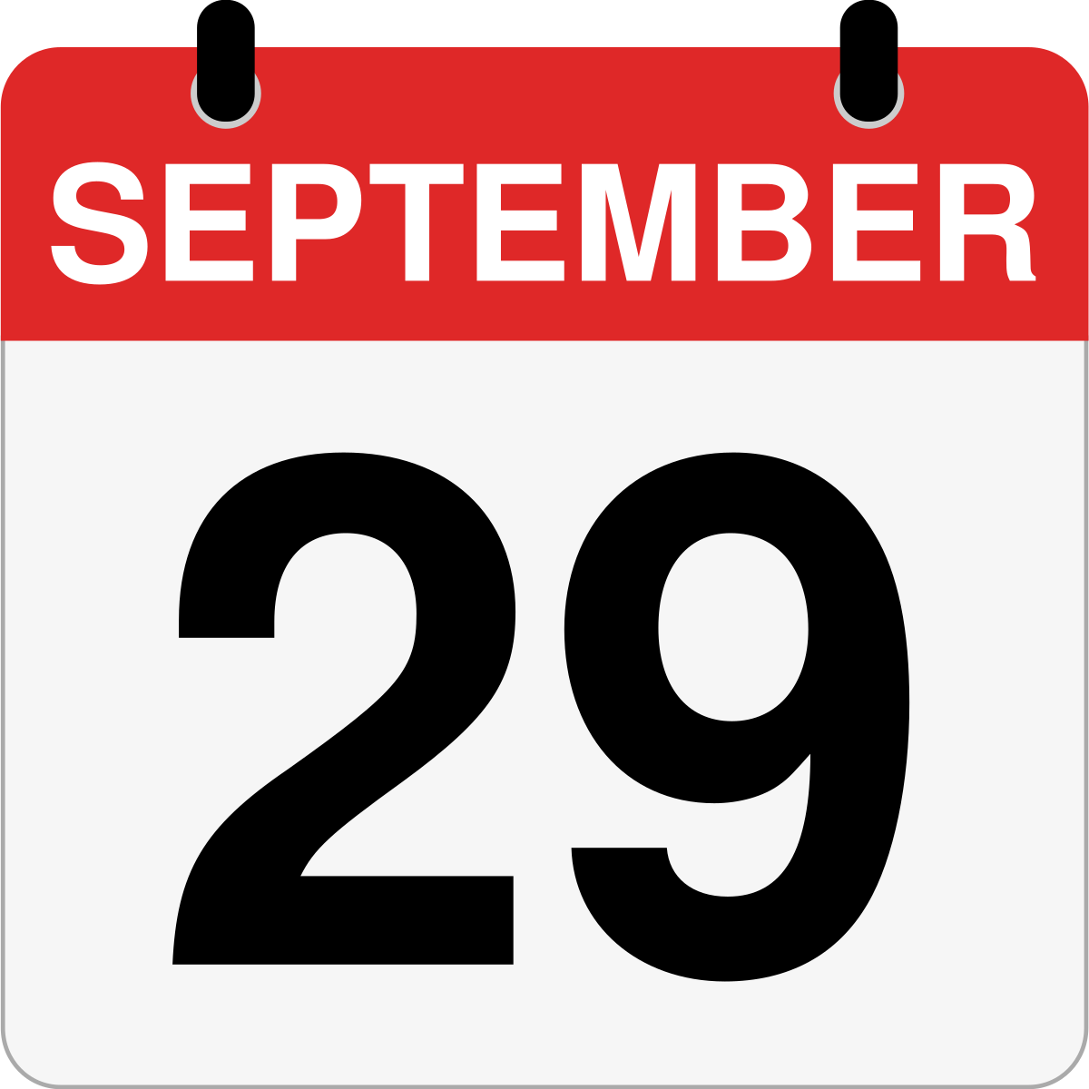 single day calendar graphic for September 29th