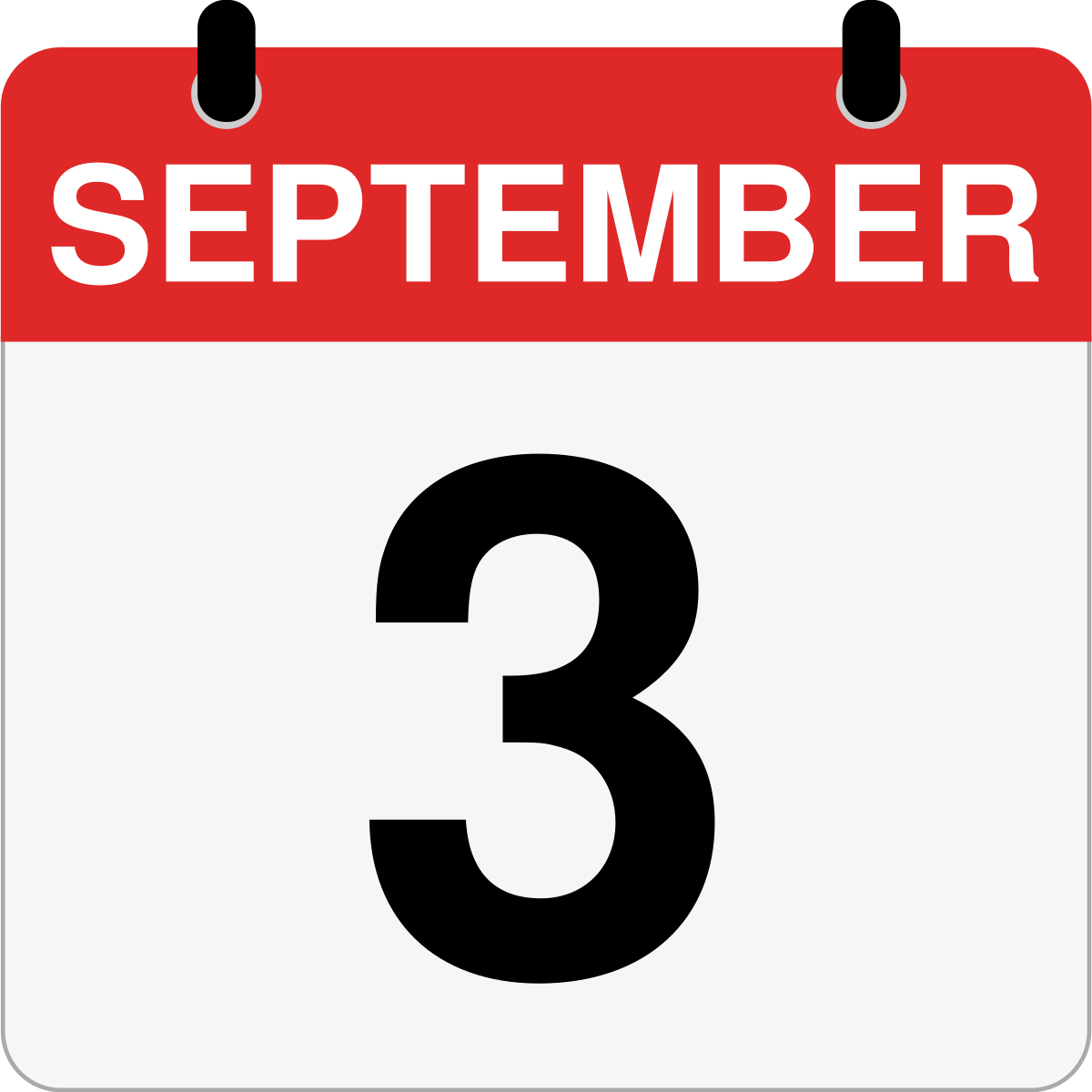 single day calendar graphic for September 3rd