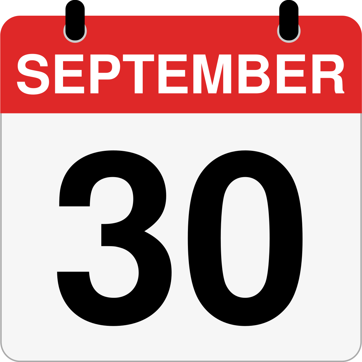 single day calendar graphic for September, 30th