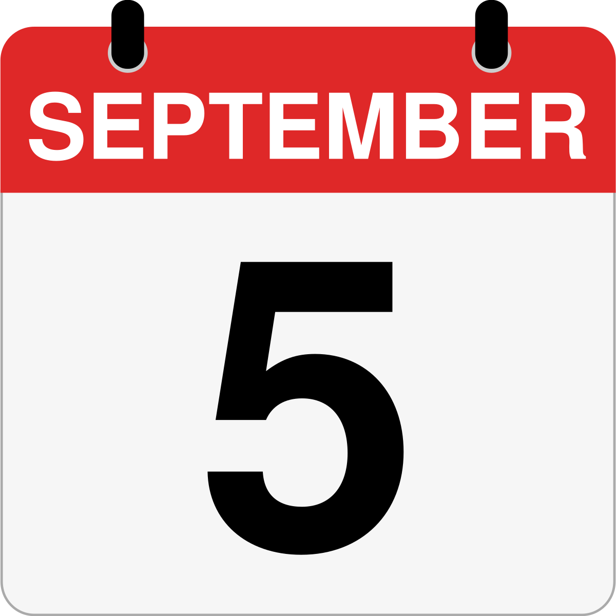 single day calendar graphic for September 5th