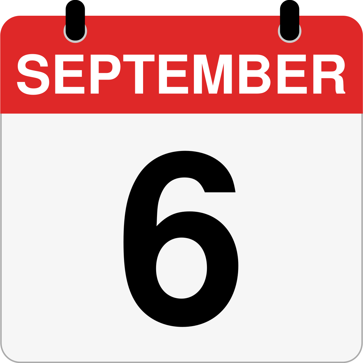 single day calendar graphic for September 6th