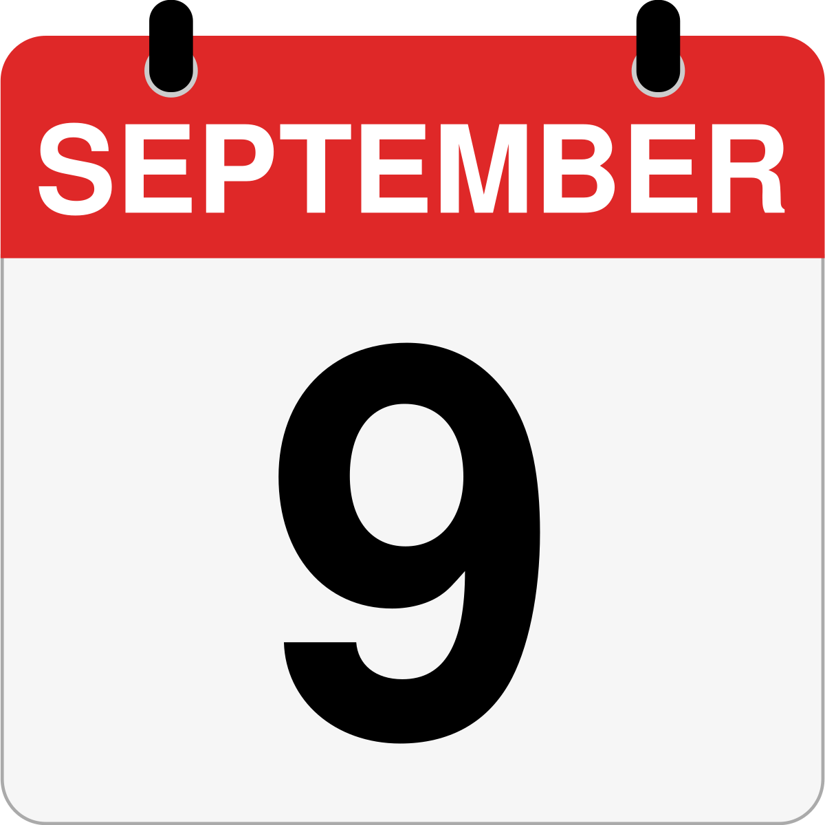 single day calendar graphic for September 9th